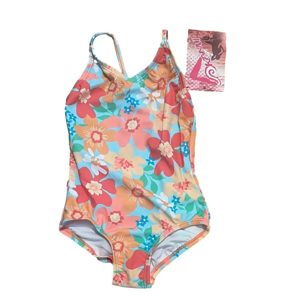 NWT Kanu Surf Colorful Floral Kids One Piece Swimsuit- 2T
